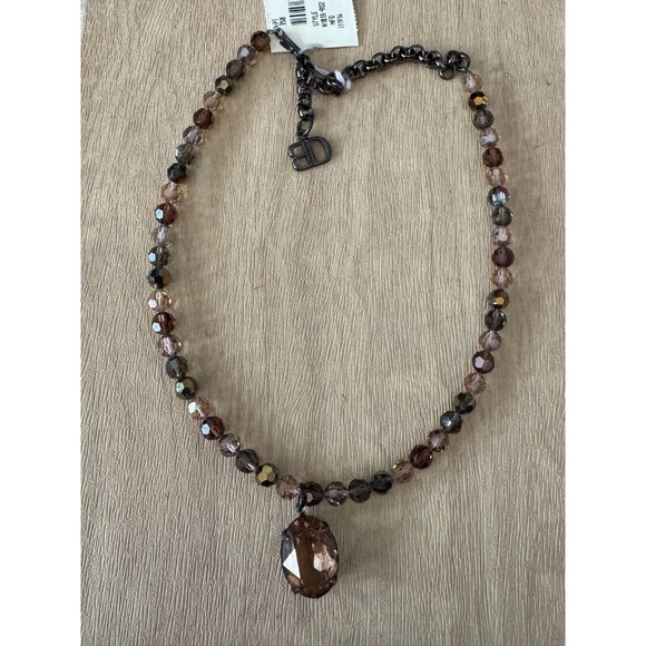 Blair Delmonico Jewelry - Blair Delmonico Beaded Necklace With Crystal Pendant 15" Length Adjustable Chain